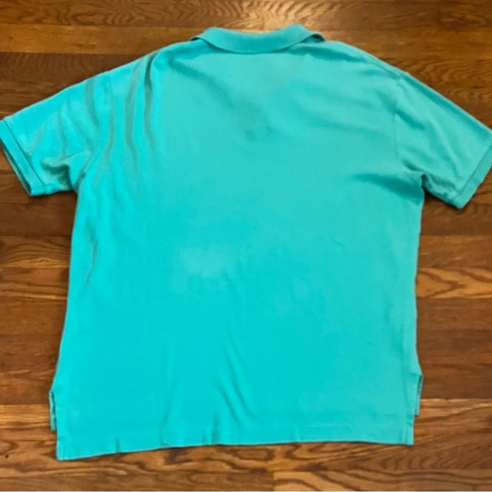 Vintage Polo by Ralph Lauren Shirt Teal Short Sleeve Blue Pony Mens Large Preppy